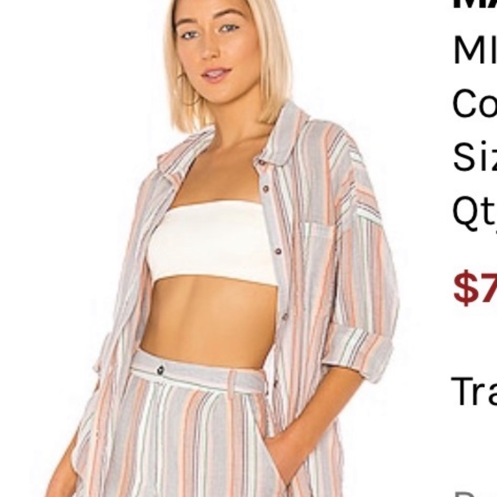 MINKPINK Mahi Oversized Striped Multicolor Button-Up Women's Top